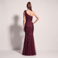 35696-S #   2026 Einschultriges Pailletten-Tüll-Abendkleid mit Perlen und 3D-Blumen, Ballkleid für Mollige, Übergröße, Übergrößen