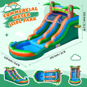 Toboggan aquatique gonflable géant <span class=keywords><strong>pour</strong></span> enfants et adolescents, grand toboggan aquatique gonflable en PVC, château gonflable <span class=keywords><strong>pour</strong></span> le <span class=keywords><strong>jardin</strong></span>, amusement estival <span class=keywords><strong>avec</strong></span> <span class=keywords><strong>piscine</strong></span> à jets d'eau - Product Image 1