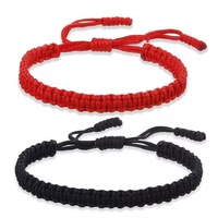 Bracelet d'amitié en corde tressée réglable fait main, style ethnique chinois, unisexe, cadeau pour couple porte-bonheur rouge