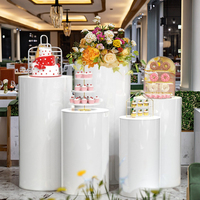 Supports de présentation cylindriques en acrylique transparent blanc Chengyi YT005 pour fêtes, mariages, anniversaires, piliers et décorations en forme de gâteau