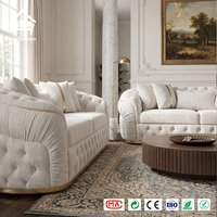 Hochwertiges Samt-Ecksofa-Set mit Goldakzenten für Villen-Innendesign-Projekte, Komplettlösung für das Gesamte Haus