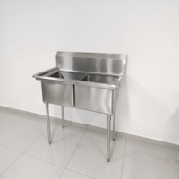 Évier de cuisine double en acier inoxydable 304 201 de qualité industrielle, acceptant les commandes OEM, pour boulangerie