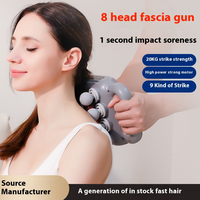 Masseur professionnel à fonction de thérapie thermique, pistolet à fascia intelligent à 8 têtes avec écran LCD pour la récupération musculaire du dos, de la taille et du corps entier