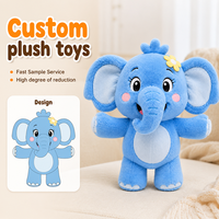 Peluche de Elefante Azul de Dibujos Animados, Diseño Personalizado, Precio de Fábrica, Juguete de Peluche de Algodón, Muñeco de Animal para Niños, Fabricante