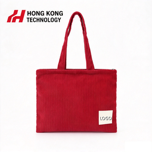 Hot Sell Custom Printed Promotional Fashion Recyclable Grocery <b>Shopping</b> <b>Bag</b> <b>Reusable</b> Eco-Friendly Corduroy Tote <b>Bags</b> with Logo - Product Image 1