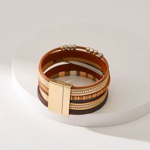 Nautical <b>Leather</b> <b>Bracelet</b> Viral Marketing Potential Etched Patterns Steel Holiday Gift for Women Nickel Free Content - Product Image 4