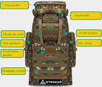 Sac à dos tactique d'extérieur transfrontalier BPL45 N5, camouflage unisexe, Oxford 600D, fermeture éclair, imperméable, randonnée, camping, voyage