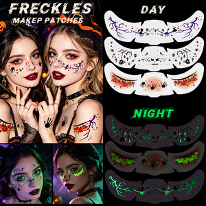 10 Fogli di Adesivi Temporanei per il Viso, Patch Luminose a Tema Zucca e Ragnatela, Tatuaggi Viso Fluorescenti - Product Image 2