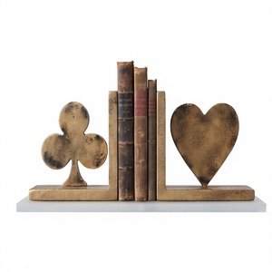Sujetalibros con diseño de corazón y trébol, soporte decorativo de metal para libros, organizador de estantería elegante para el hogar, oficina, biblioteca, decoración de escritorio - Product Image 1