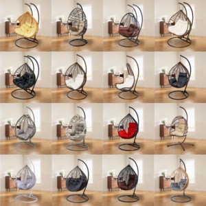 Vendite calde stile personalizzato uovo Pod pieghevole sedia, Patio esterno balcone mobili in Rattan uovo altalena sedia appesa con cuscino - Product Image 6