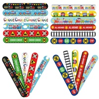 Bracelets claquant personnalisables en PVC à motif de train de dessin animé pour enfants, pour fêtes, festivals, anniversaires, vente en gros