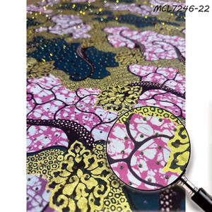 <span class=keywords><strong>Tissu</strong></span> Africain Super Pailleté en Coton 100% Fait Main avec Impression Poudre Dorée Nouvelle Arrivée Dentelle Dorée Cirée - Product Image 6