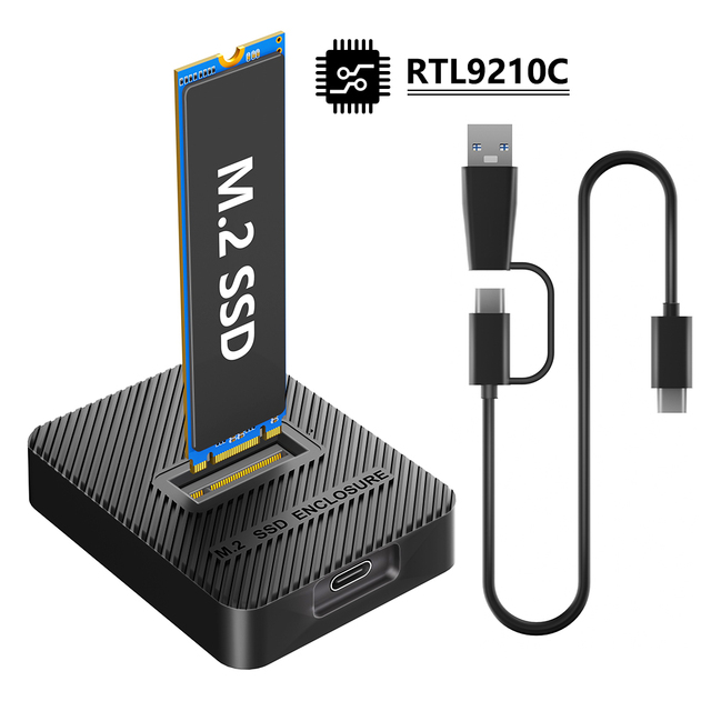 Gamshare M.2 Dual Protocol NVMe and SATA SSD Docking Station M2 SSD Enclosure 10Gbps