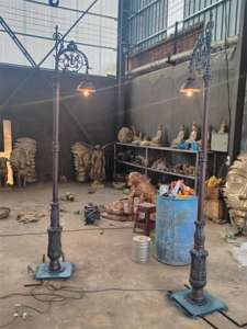 Escultura de iluminação de lâmpada de rua vintage em <span class=keywords><strong>bronze</strong></span> fundido de cobre decorado com grande quintal ao ar livre - Product Image 2