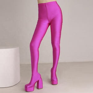 New Design Women's High Chunky Heels Stretch Pant Boots Skintight Thigh High Platform Shoes Over Knee <b>Long</b> Booties - Product Image 3