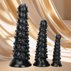 Plug anal géant en PVC à ventouse, extra large, fileté, pour stimulation du point G, avec picots pour la zone postérieure féminine, et perles de traction pour hommes gays - Product Image 1