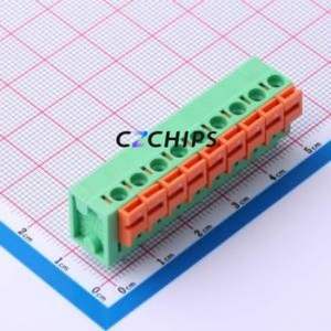 DB142V-5.08-9P-GN Spring Terminal Block Through hole Component (THT),P=5.08mm Connector 1x9P 5.08mm Green Through Hole - Product Image 1