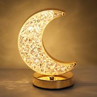 Lampe de table lumineuse 3D LED en forme d'étoile et de lune, idéale pour le Ramadan, Noël, comme cadeau, décoration de chevet intérieure