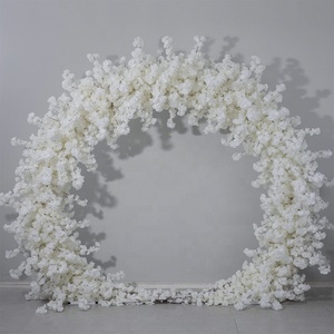 Arco de Flores Redondo de 3 Soportes con Marco de Fondo de Lazo Grande y Araña de Cristal Castillo Blanco Bosque Encantado - Product Image 1