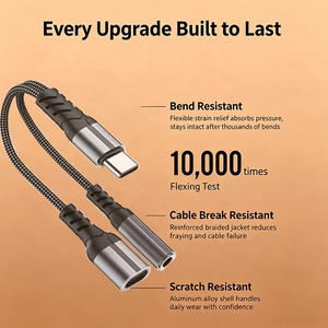 <span class=keywords><strong>Adaptador</strong></span> de Audio 2 en 1, Divisor de Auriculares, Convertidor Auxiliar, Conector para Auriculares, Tipo C a 3.5mm, Cable Auxiliar - Product Image 3