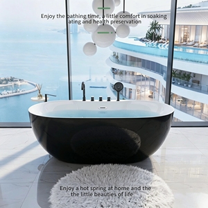 Bañera independiente <span class=keywords><strong>de</strong></span> color a precio competitivo con accesorios <span class=keywords><strong>de</strong></span> grifería completos para apartamentos y casas con baños pequeños. - Product Image 4