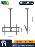 Soporte de Techo Giratorio e Inclinable para TV Kaloc, Soporte de TV Ajustable para Restaurantes Comerciales, LCD LED, VESA 600*400