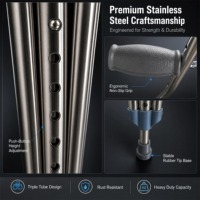 Canne à quatre pieds à base large pour seniors avec poignée doublement déportée, canne de marche réglable à 4 branches pour une stabilité accrue