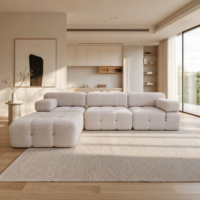 Canapé modulaire sectionnel moderne en tissu chenille compressé sous vide, forme carrée, confortable et durable pour salon