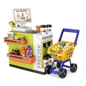 Juguete de Supermercado con Dinero de Juguete, Caja Registradora, Escáner, Juego de Imitación de Mercado Educativo para Niños - Product Image 1