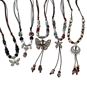 Collier pendentif cloche papillon en bambou de style ethnique vintage, accessoire unisexe, nouvelle tendance <span class=keywords><strong>2023</strong></span>, longue chaîne, cadeau de Jingdezhen - Product Image 1