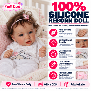 Muñeca Reborn de Silicona de Cuerpo Completo de 18 Pulgadas, Modelo Doll Duo Personalizada, con Pelele Ligero y Diadema Rosa, Regalo de Navidad para Bebés - Product Image 1