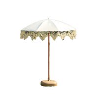 Sombrilla de Jardín para Patio Exterior con Borde de Borlas y 8 Varillas de Acero, Entrega Rápida, Tela Pongee con Protección Solar UPF 50+, Color Negro, para Vendedores y Jardines
