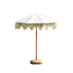 Fast Delivery 8 Steel Ribs Tassel Edge Outdoor Patio Garden Umbrella Pongee UPF 50+ Black Glue Sun Umbrella for Vendor Yard - Product Image 1