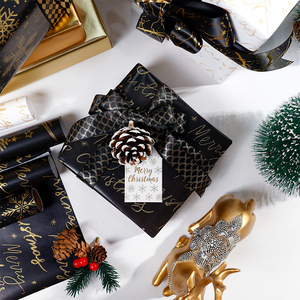 New Design <b>Christmas</b> Gift Roll Wrap Set Brush Gold Paper 43*300 cm - Product Image 2