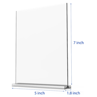Support de signalisation en acrylique personnalisé 5x7 pouces, lot de 6, support de présentation de bureau double face en forme de T vertical pour restaurant et bureau