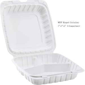 Container Clamshell MFPP 7x7x3 polegadas com 3 Compartimentos para Hambúrguer, Caixa Descartável de PP para Comida para Viagem, Caixa de Almoço Micro-ondas - Product Image 1