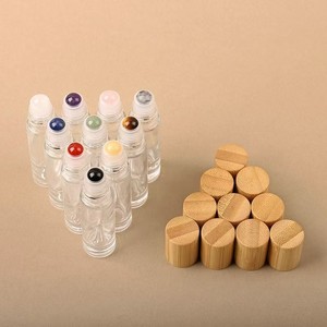 Vente chaude verre Transparent 10ml cristal de guérison pierres semi-précieuses naturelles huile essentielle pierres précieuses bouteilles à bille roulante - Product Image 1