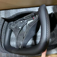 Volant sport en cuir personnalisé YOKE pour Tesla Model X/S, modèle à branchement arrière, chauffant, caractéristiques latérales en carbone