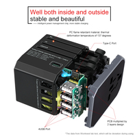 Adaptador de Viaje USB con Enchufe Eléctrico de Última Tecnología Wontravel, Compatible con SDK, 4 USB + 1 Tipo-C 5V 5600mA 100-240V