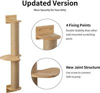 Arbre d'activités pour chat, griffoirs muraux en jute et hamac en pin, bois de caoutchouc massif naturel, pour intérieur, 36,6 po