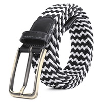 Ceinture élastique unisexe réglable de 105 cm en polyester, tissée, extensible, en tissu tressé, pour jeans