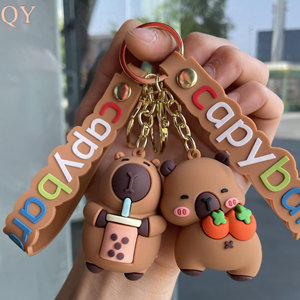 QY Capybara Keychain Cute 3D PVC Cartoon Animal Doll <b>Key</b> <b>Ring</b> Bag Charm <b>Car</b> <b>Key</b> Pendant Gift for Children - Product Image 2