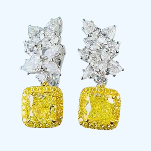 Pendientes de Plata de Ley 925 con Diamantes Amarillos Cultivados en Laboratorio, Corte Brillante, Diseño Elegante para Mujer, Regalo de Boda, Uso Diario - Product Image 6