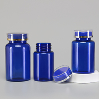Bouteille en plastique PET bleue pour pilules et capsules, 80 ml, 120 ml, 150 ml, 200 ml, pour l'emballage de compléments alimentaires, bouteille pour vitamines