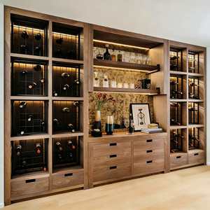 Vinoteca de Estilo Industrial, de Pared o de Pie, con Rejilla Metálica de Acero Inoxidable, Iluminación LED y Cajones - Product Image 6