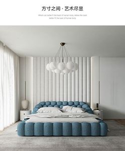 Lit double moderne et durable, design simple de style princesse, lit king size en cuir, meubles pour chambre à coucher et salon d'hôtel - Product Image 3