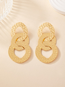 Trendy Gold Plated Drop Three Round Pendant Pendientes de joyería de moda a granel - Product Image 4