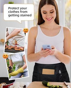 ผ้ากันเปื้อนพนักงานเสิร์ฟแบบไม่ถักทอ <span class=keywords><strong>3</strong></span> ชิ้น แพ็ค <span class=keywords><strong>3</strong></span> ชิ้น มีกระเป๋า <span class=keywords><strong>3</strong></span> ช่อง สำหรับผู้หญิงและผู้ชาย ผ้ากันเปื้อนครึ่งตัวแบบยาวพิเศษ สายรัดเสริมความแข็งแรง - Product Image 4