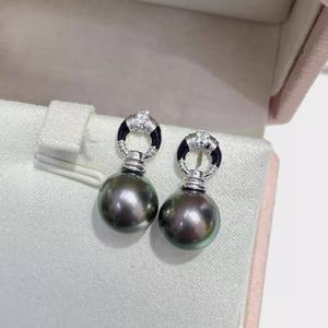 DIY Pearl Accessories S925 Silver Earnail Empty <b>Tray</b> with 9-12mm Round Beads for Fashion Silver <b>Jewelry</b> Earrings - Product Image 3