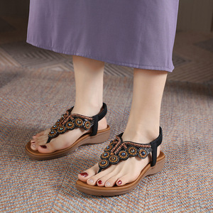Fashion Summer Open <b>Toe</b> Platform PU Leather Flat Sandals Soft Soled Arch <b>Support</b> Anti-Slip Women Outdoor Walking Casual Shoes - Product Image 5